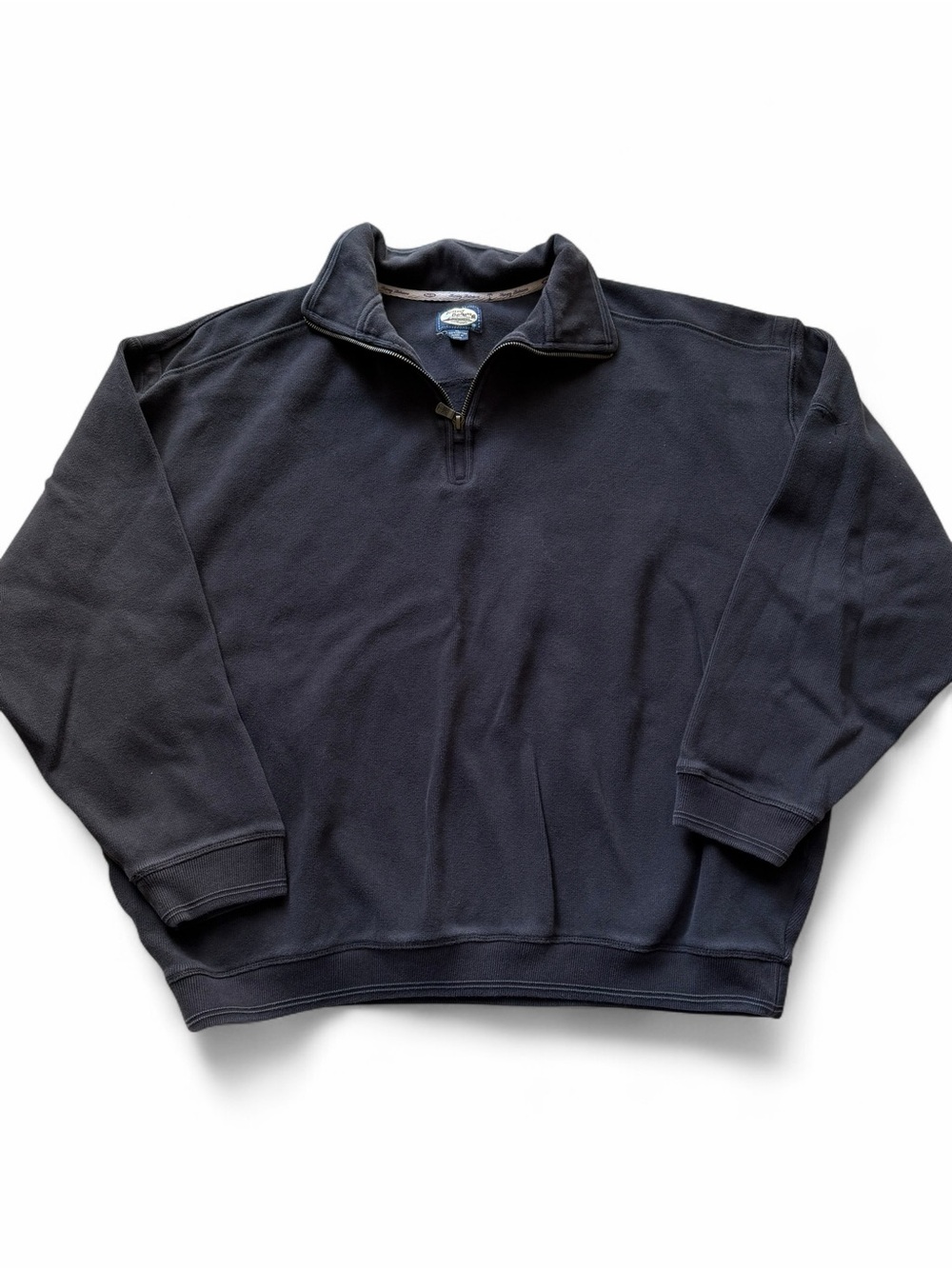 Tommy Bahama Quarter Zip Pullover Men’s XL Black 100% Cotton Coastal Grandpa